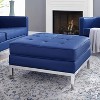 Modway Loft Tufted Upholstered Faux Leather Ottoman Silver Navy - 2 of 3