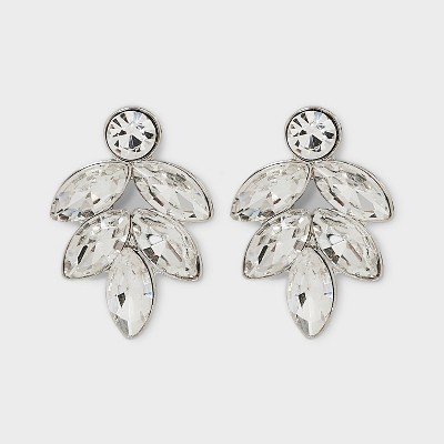 Cluster Marquise Stone Earrings - Silver