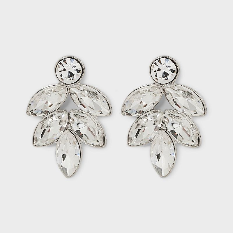 Cluster Marquise Stone Earrings - Silver, 1 of 3
