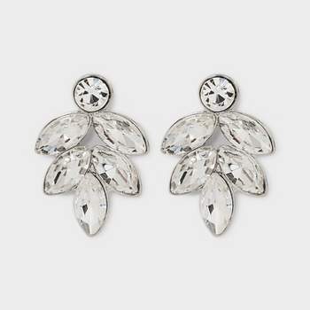 Cluster Marquise Stone Earrings - Silver