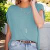 Amaryllis Women's Ruched Gathered Shoulder Top Soft Comfortable Fabric Trendy Relaxed Stylish Casual Versatile Fit - 2 of 4