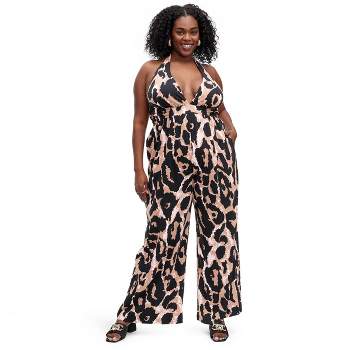 Nibber Leopard Print Slimming Jumpsuits Women Trend Halter