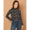 Allegra K Women's Boho Vintage Ruffled Neck Keyhole Back Floral Blouse - 3 of 4