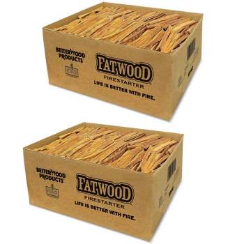 Betterwood Natural Pine Fatwood 50 Pound Firestarter (2 Pack); Campfire, BBQ, or Pellet Stove; Non-Toxic and Water Resistant; Safe and Easy Set- Up