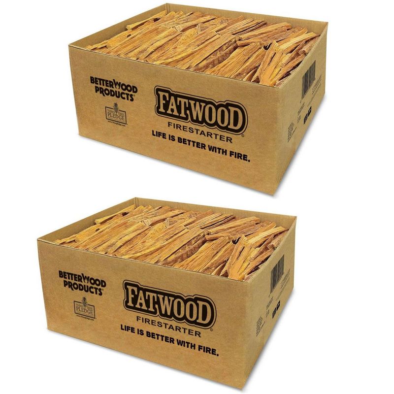 Betterwood Natural Pine Fatwood 50 Pound Firestarter (2 Pack); Campfire, BBQ, or Pellet Stove; Non-Toxic and Water Resistant; Safe and Easy Set- Up, 1 of 8