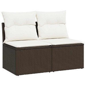vidaXL Garden Sofa Set Brown, Cream White - 1 of 4