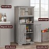 54in Tall Farmhouse Freestanding Kitchen Pantry Cabinet with Glass Doors and Adjustable Shelves Cupboard - 4 of 4