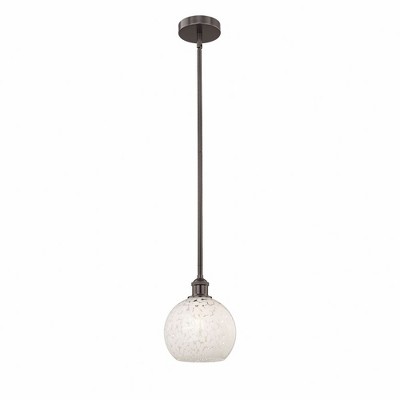 White Mouchette - 1 Light Stem Hung Mini Pendant In Modern Style-10 Inches Tall and 8 Inches Wide