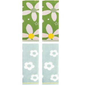 REGALWOVEN 4 Pcs Cute Floral Pattern Cotton Bathroom Soft Absorbent Hand Towel - 1 of 4