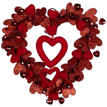 Northlight Red Heart Shaped Glittered Valentine's Day Wreath, 22-Inch