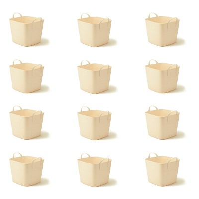 Life Story Tub 25L Tan Tub Basket 6.6 Gal Plastic Storage Tote Bin w/ Carry Handles, Tan (12 Pack)