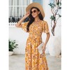 Seta T Women's Floral Short Flutter Sleeve V Neck Smocked High Waist Flowy Maxi Dress 2 Packs - 3 of 4