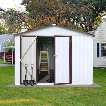 6x8ft Metal Garden Sheds, Outdoor Storage Shed with Lockable Doors - The Pop Home