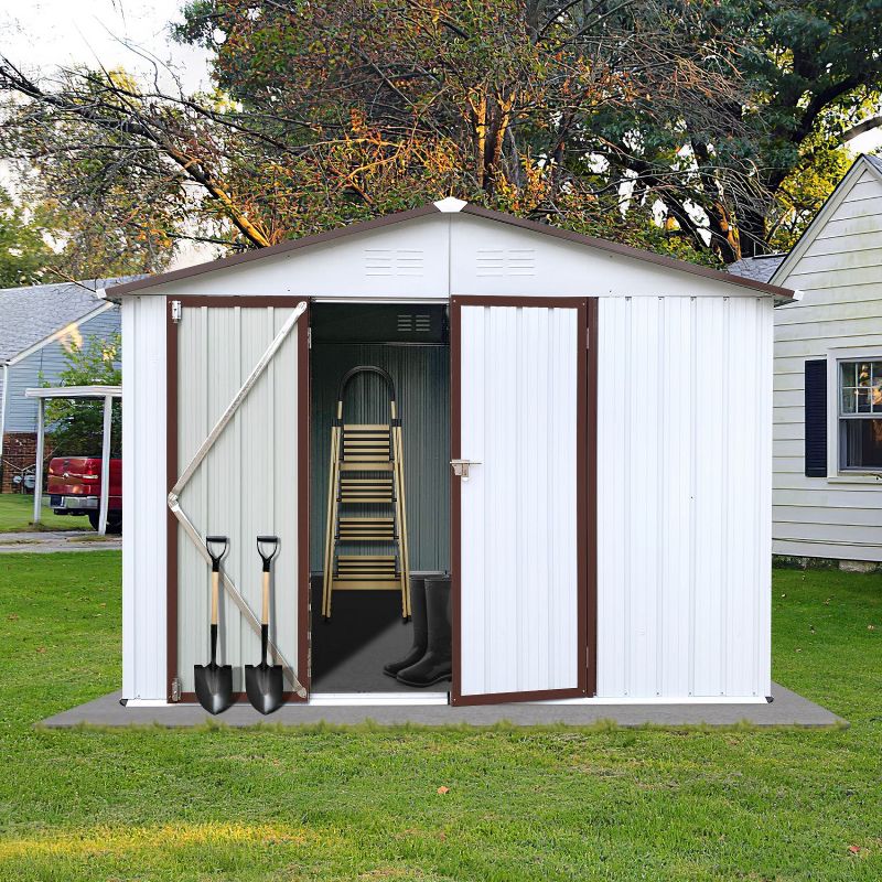 6x8ft Metal Garden Sheds, Outdoor Storage Shed with Lockable Doors - The Pop Home, 1 of 7