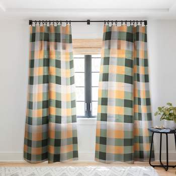 Miho retro color illusion Single Panel Sheer Window Curtain - Deny Designs