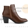 BLISSFUL STEP Women's Mid-height Heels Zipper Dressy Ankle Chelsea Booties - 4 of 4