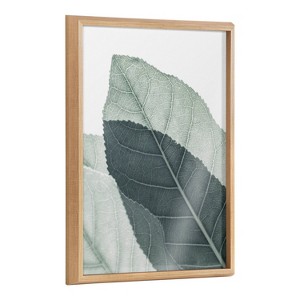 18" x 24" Blake Modern Green Leaf Botanical II Framed Printed Glass Natural - Kate & Laurel All Things Decor: Digital Art - 1 of 4