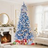 Tangkula Pre-Lit Artificial Christmas Tree Blue Hinged Xmas Tree w/ Frosted PVC Branch Tips - 2 of 4