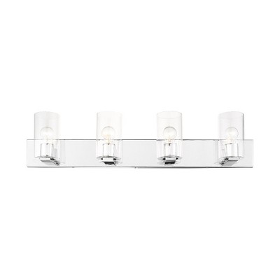 Zurich 4-Light Polished Chrome Vanity with Clear Glass