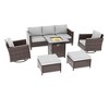 Sonkuki 6-Piece Patio Sofa with Square Fire Pit Table and Swivel Rocking Chairs, Conversation Couch with Cushion - 2 of 4