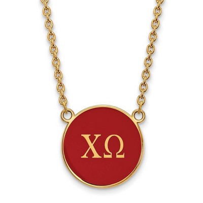 Black Bow Jewelry 14k Yellow Gold Plated Sterling Silver Chi Omega Greek Life Necklace 18 Inch