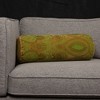 Storied Home Cotton Velvet Embroidered Bolster Pillow, Green - 4 of 4
