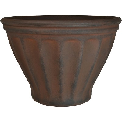 Sunnydaze Indoor/Outdoor Patio, Garden, or Porch Weather-Resistant Double-Walled Charlotte Flower Pot Planter - 16" - Rust Finish