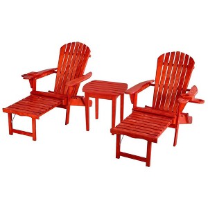 Jiallo Oceanic Collection Adirondack Chaise Lounge Chair Foldable, cup and glass holder, built in ottoman, Set of 2 Lounge chairs and 1 end table - 1 of 4