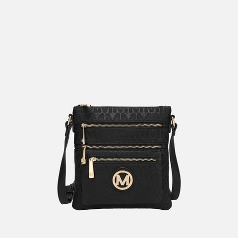 MKF Collection Crossbody Bag Women’s Signature Multi Pocket Zip Closure, Jessy | MKF Collection by Mia K - Black