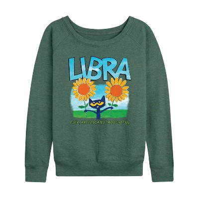 Women's - Pete the Cat - Libra Lightweight French Terry Wide Neck Long Sleeve Shirt