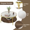 QingMoon Round Coffee Table, 2-Tier Wood Center Table with Storage Shelf, Glass Top and Gold Base for Living Room - 3 of 4
