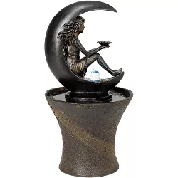 John Timberland Modern Outdoor Floor Water Fountain with Light LED 34" High Crescent Moon for Yard Garden Patio Deck Home