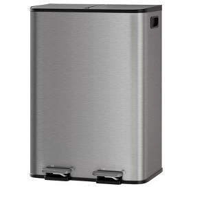 Gallon Stainless Steel Double Trash Can with Lid for Kitchen, Large Dual Trash and Recycle Bin Combo - 1 of 4