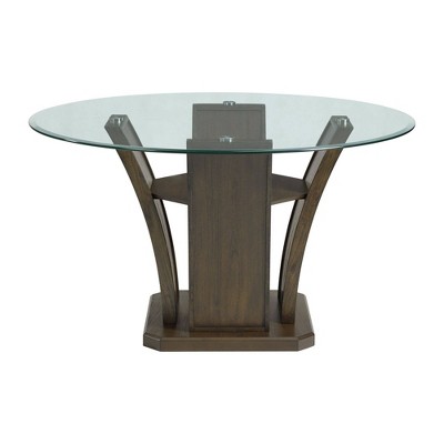 Simms 5-Piece Walnut Dining Set with Glass Top and Cream Upholstery