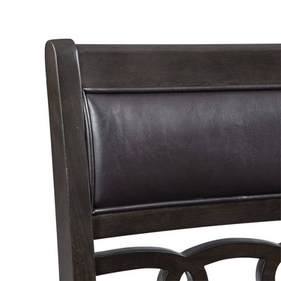 Walnut Finish Faux Leather Upholstered Counter Stools, Set of 2