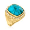 Ross-Simons Turquoise and 0.70 ct. t.w. White Zircon in 18kt Gold Over Sterling - 3 of 4