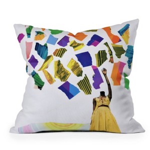 16"x16" Mythili S in NYC Letting Go Square Throw Pillow Yellow - Deny Designs - 1 of 4