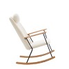CAVINAS Modern Rocking Chair with High Back and Armrest, Technical Leather Upholstered Ergonomic Glider Chair - 3 of 4