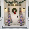 Foot Artificial Christmas Tree with 200 Warm White LED Lights and Red Berries Potted Base Holiday - 4 of 4