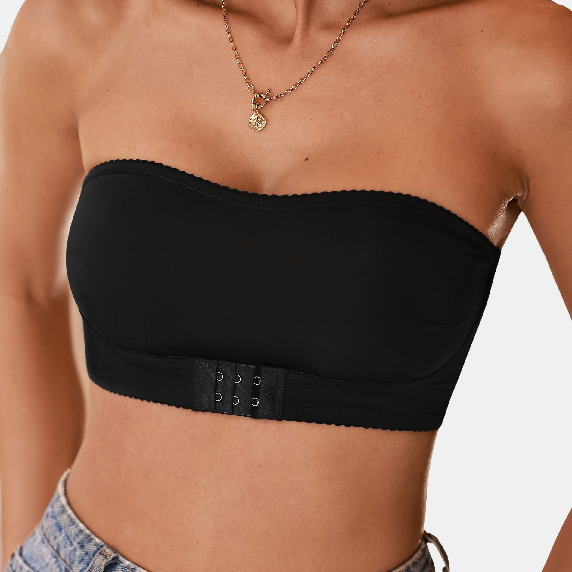 Women's Sleek Black Strapless Bra for Everyday Comfort - Cupshe-XL-Black