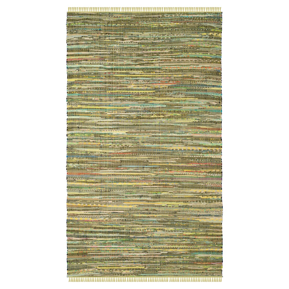 3'x5' Raquel Woven And Flatweave Rug Light Green/Multi - Safavieh