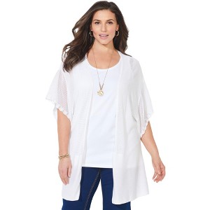 Catherines Women's Plus Size Crochet Cardigan - 1 of 4