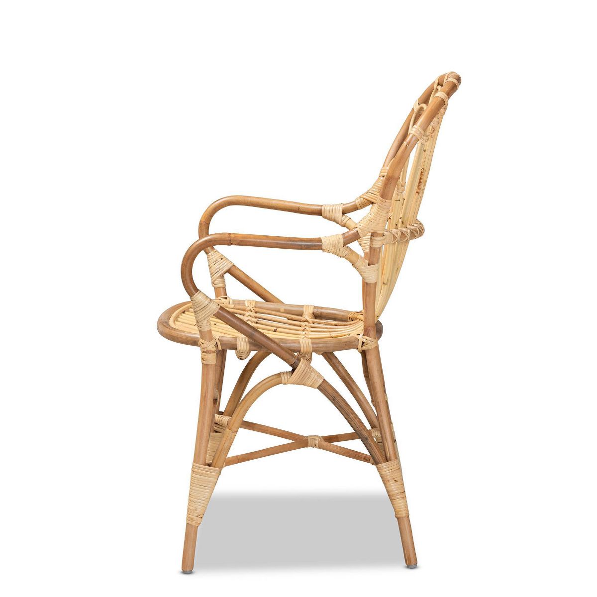 Sheraton Rattan Armchair Natural - bali & pari: Boho Style, Polyester Upholstery, Wood Frame, No Assembly Required - thumbnail 3