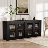 70.8" Mid Century Modern Buffet Cabinet w/ 4 Doors - Wood Coffee Bar & Media Credenza for Living Room, Kitchen, Hallway Storage - 2 of 4