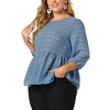 Agnes Orinda Women's Plus Size Winter Fashion 3/4 Puff Sleeve Babydoll Blouses - 2 of 4