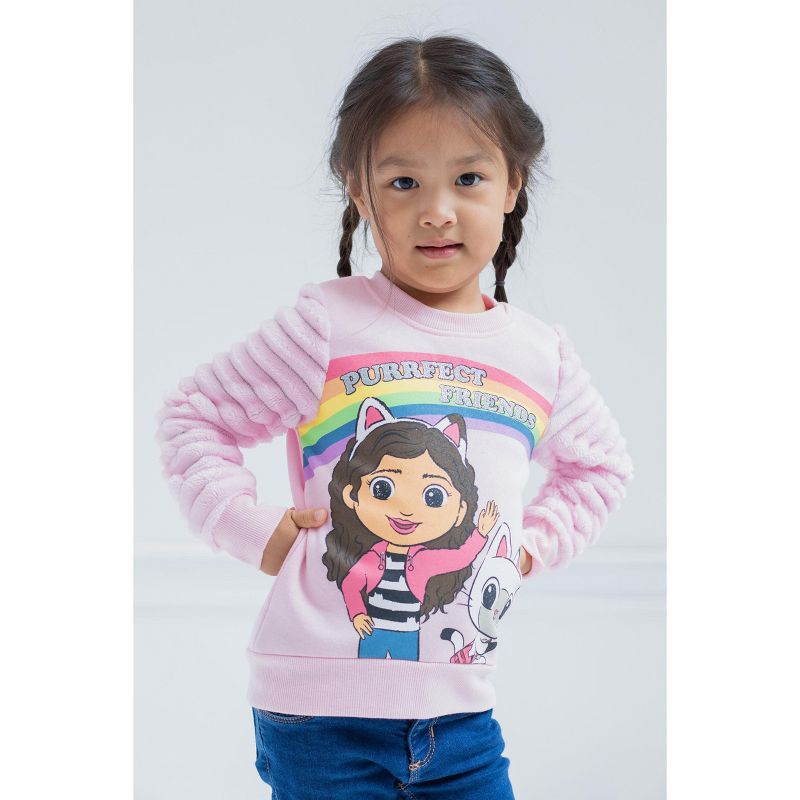 Dreamworks Gabby's Dollhouse Pandy Paws Girls Fleece Fur Sweatshirt Toddler to Big Kid, 2 of 6