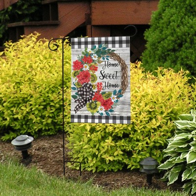 Floral Wreath Home Sweet Home Outdoor Garden Flag