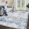 9'x12' Washable Floral Living Room Rugs, Distressed Chenille Non Slip Bedroom Carpet, Retro Accent Large Throw Rugs for Dining Room Kitchen, Blue - 3 of 4