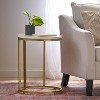 Okak C-Shape Round Side Table with Gold Metal Frame, Minimalism End Table, Couch Table for Living Room, Bedroom, Sofa Side, Gold+White - 4 of 4