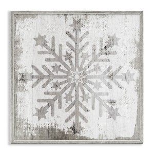 Stupell Industries Winter Snowflake Distressed Pattern Framed Giclee Art - 1 of 4